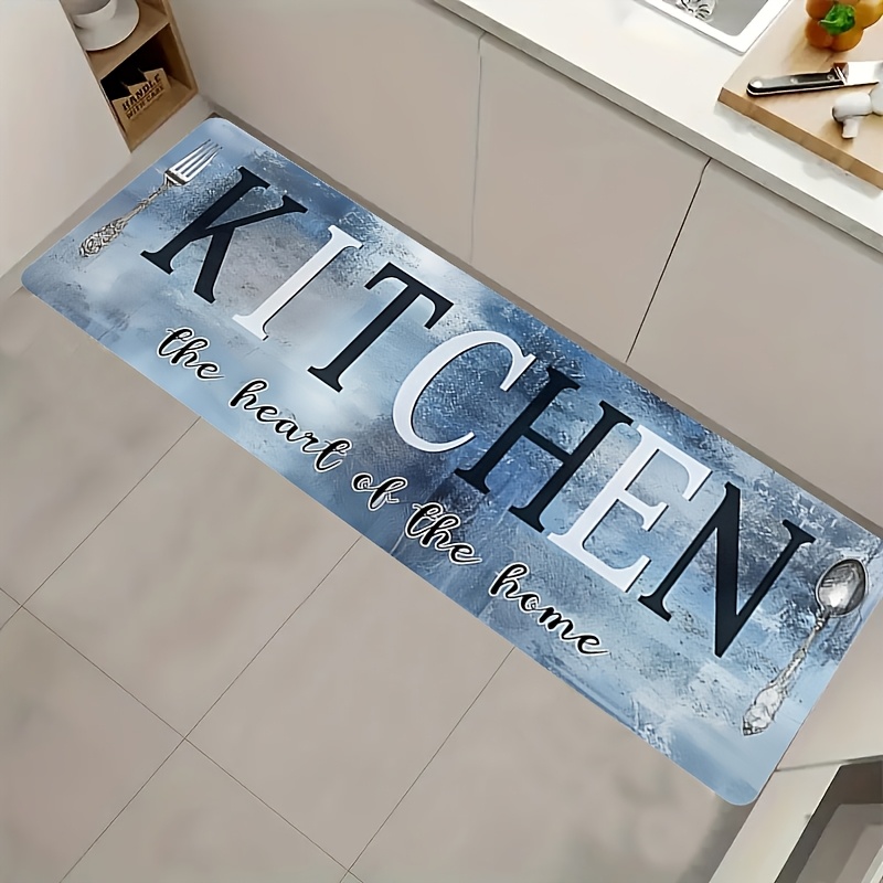 Wholesale Commercial Printing - 블루 텍스처드 키친 러너 러그 KITCHEN