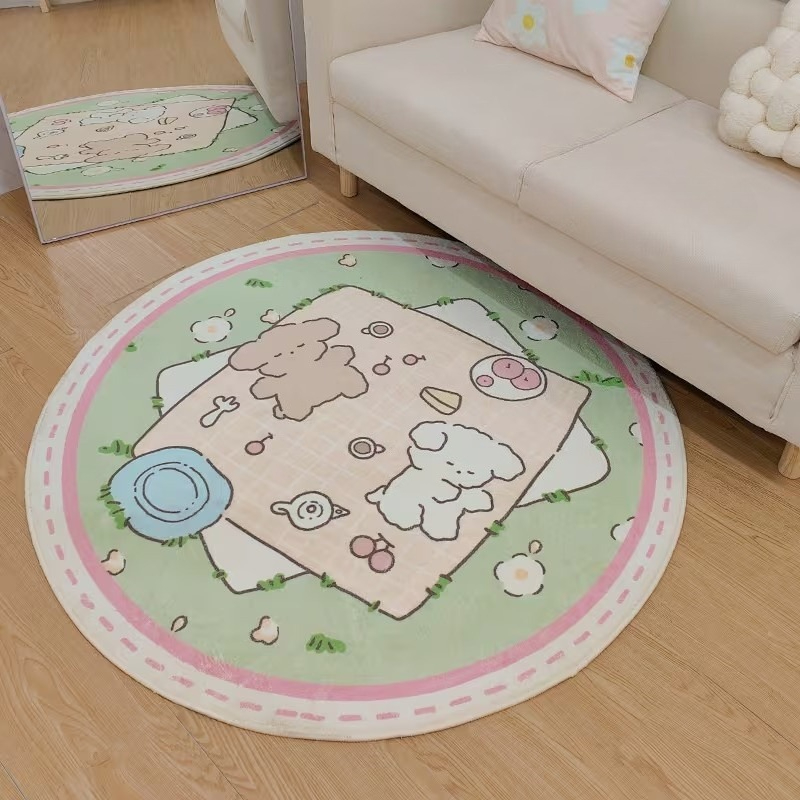 귀여운 토끼 곰 케이크 프린트 라운드 러그 부드러운 미 - Wholesale Commercial Printing 리뷰 및 가격